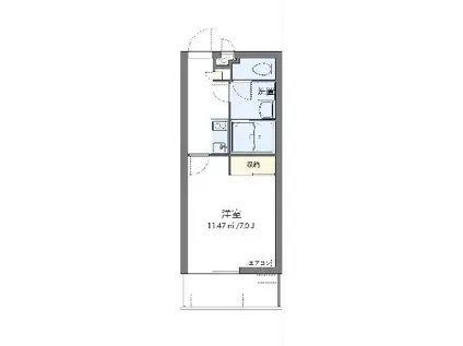 クレイノさんだんかⅡ(1K/1階)の間取り写真