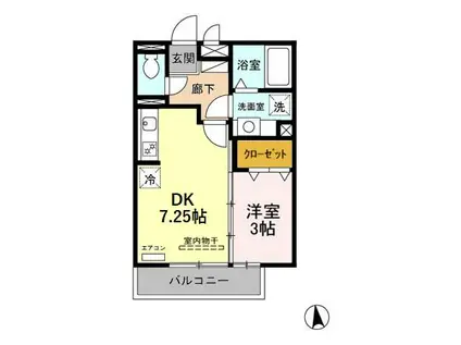エピナールE(1DK/2階)の間取り写真