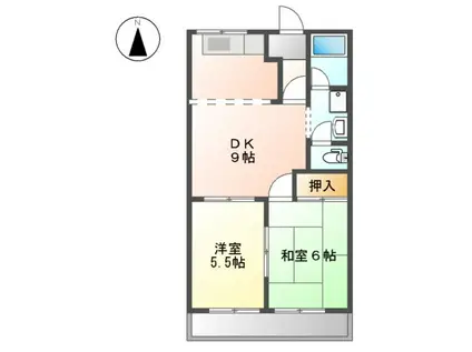 リバーサイド五明B(2DK/2階)の間取り写真