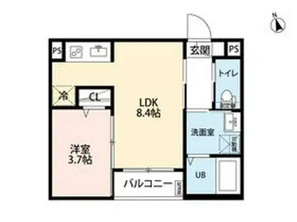 ROBOT HOME 烏森Ⅱ(1LDK/1階)の間取り写真