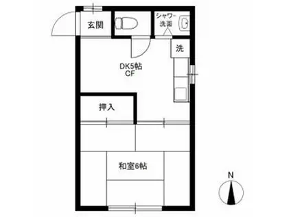 青葉荘(1DK/2階)の間取り写真