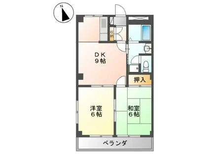 パレス野添(2DK/2階)の間取り写真