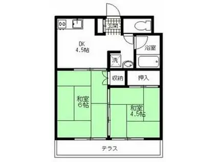 パレットハウス(2DK/1階)の間取り写真