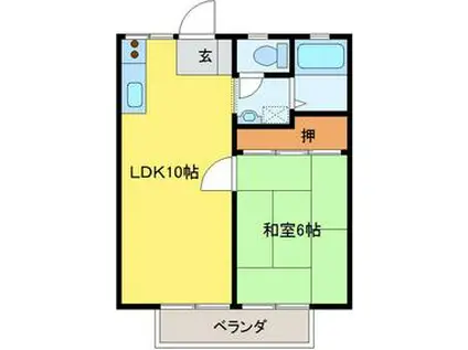 館野ハイツ(1LDK/1階)の間取り写真