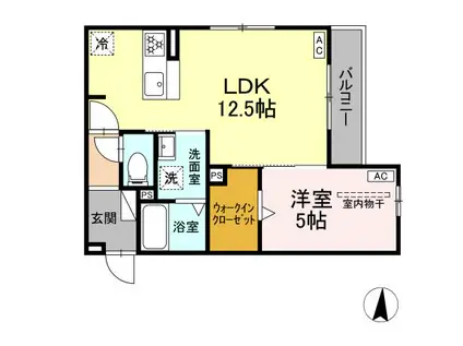 D-HILLS上西郷(1LDK/2階)の間取り写真