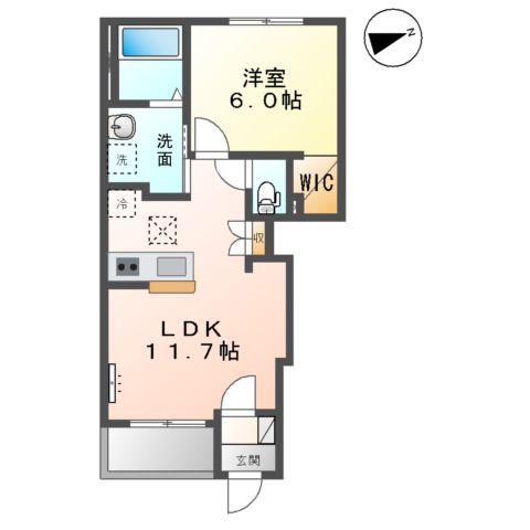 木更津市高柳字西ノ谷アパート(1LDK/1階)の間取り写真