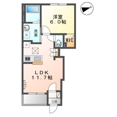 木更津市高柳字西ノ谷アパート(1LDK/1階)の間取り写真