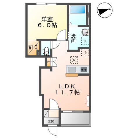 木更津市高柳字西ノ谷アパート(1LDK/1階)の間取り写真