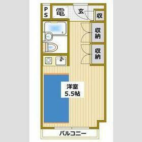 アミティ衣笠(ワンルーム/2階)の間取り写真