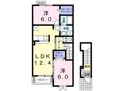 グラン・モンターニュⅠ(2LDK/2階)の間取り写真