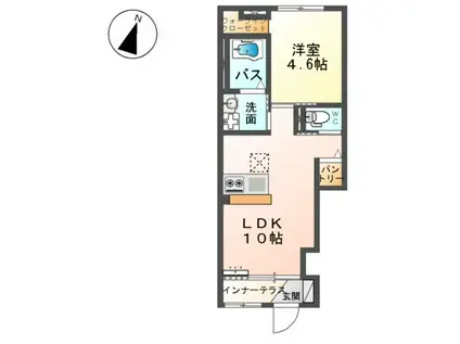 ユニヴァリィⅡ岩曽(1LDK/1階)の間取り写真