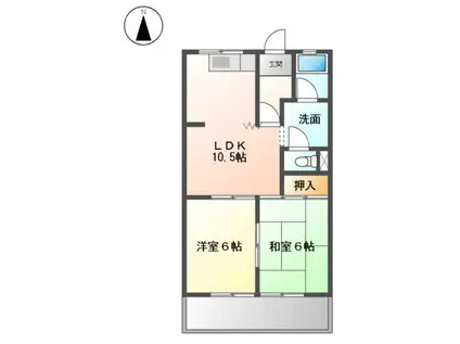 フラワーポリス咲Ⅱ(2LDK/2階)の間取り写真