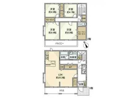 湘南新宿ライン宇須 鎌倉駅 徒歩15分 2階建 築17年(4LDK)の間取り写真