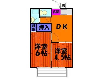 柏木第1ハイツ(2DK/2階)の間取り写真