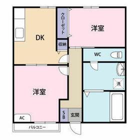 クレストール羽鳥(2DK/1階)の間取り写真
