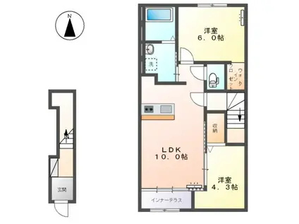 ロンサールⅢ(2LDK/2階)の間取り写真
