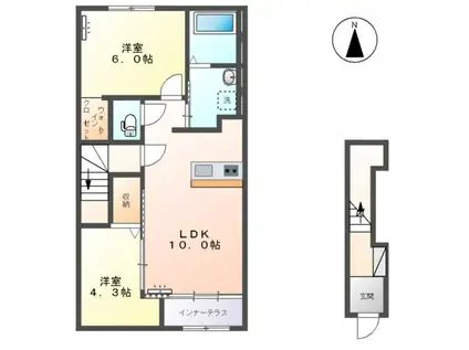 ロンサールⅢ(2LDK/2階)の間取り写真