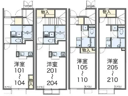 レオネクストYAMAZAKI(1K/2階)の間取り写真