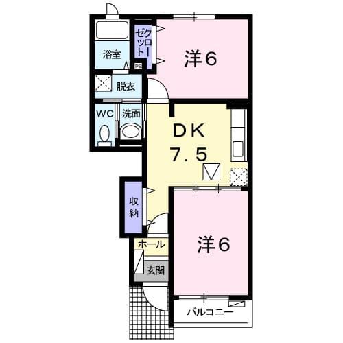 ベルドミールⅢ(2DK/1階)の間取り写真