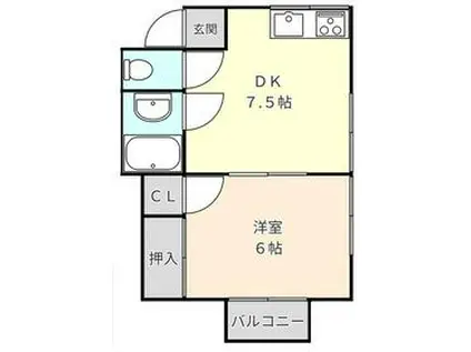 むつみハイツ(1DK/1階)の間取り写真