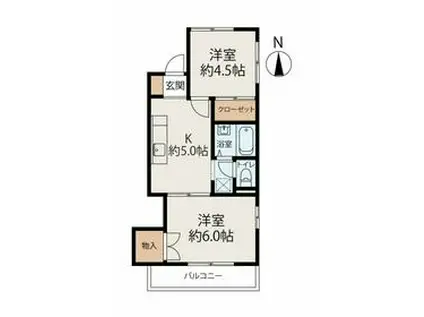 プレジュールKAEⅡ(2K/1階)の間取り写真