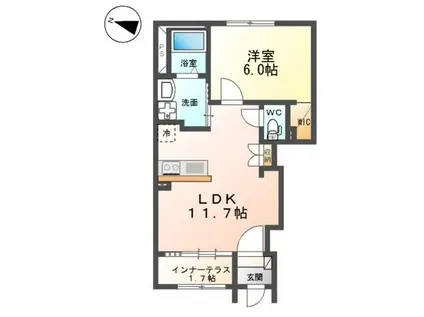 成田市八代アパート工事(1LDK/1階)の間取り写真