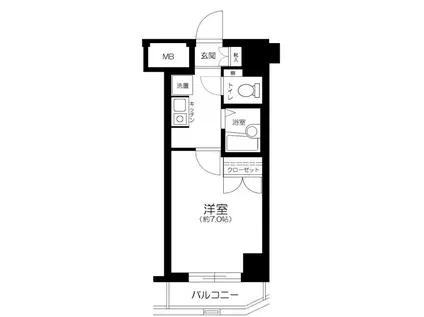 ソアブール三田(1K/4階)の間取り写真