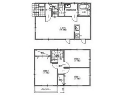 東武鉄道野田線 運河駅 徒歩17分 2階建 築3年(3LDK)の間取り写真