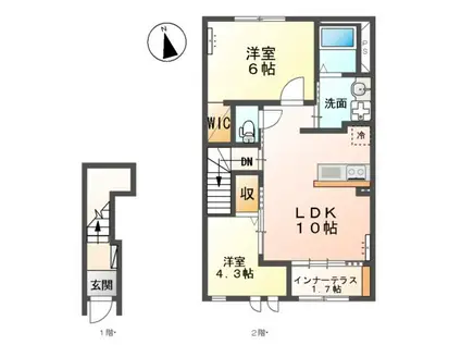 PINE TREE HOUSE原町(2LDK/2階)の間取り写真