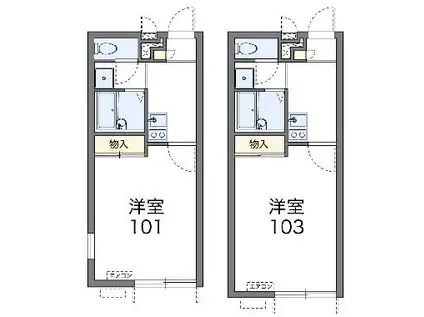レオパレスオリーブⅢ(1K/1階)の間取り写真