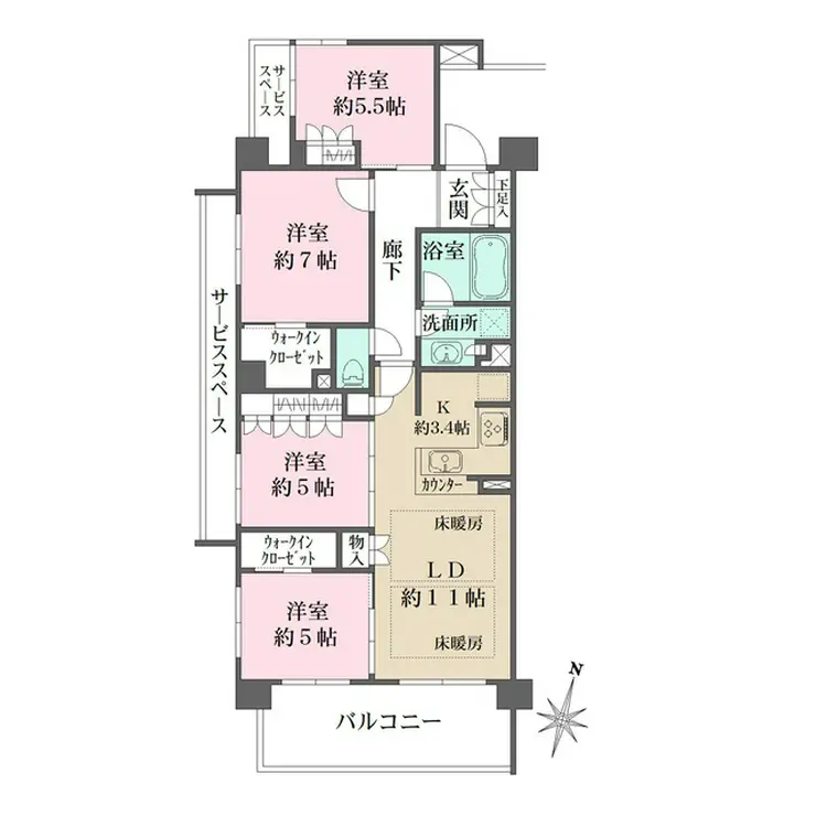 ザ・パークハウス上麻生 3階階 間取り