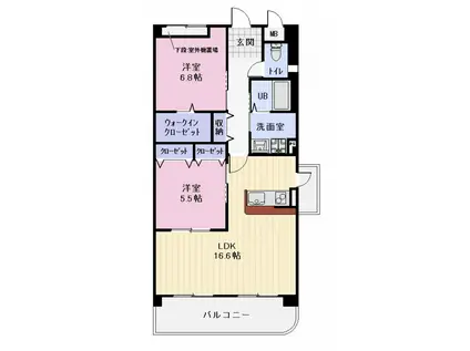 ザ・シーン王塚Ⅲ(2LDK/3階)の間取り写真