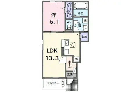 グレイスフル キノミヤ(1LDK/1階)の間取り写真