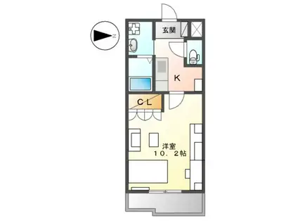 セピアローズⅡ(1K/1階)の間取り写真