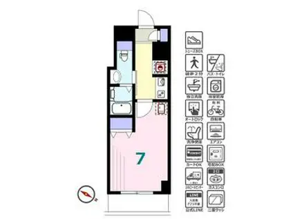 シュガール戸部(1K/4階)の間取り写真