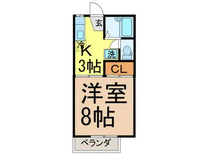 コーポカレンジュラ(1K/1階)の間取り写真