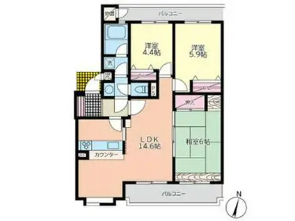 パークピア金沢八景 サウス SIDE(3LDK/3階)の間取り写真