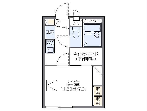 レオパレスフィレンツェ湘南(1K/1階)の間取り写真