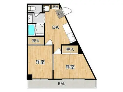 ボナール松本(2DK/2階)の間取り写真