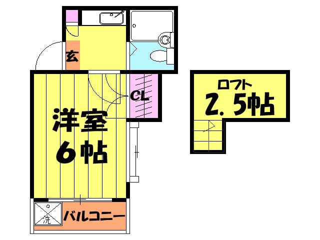 レオパレス北谷第2(1K/2階)の間取り写真