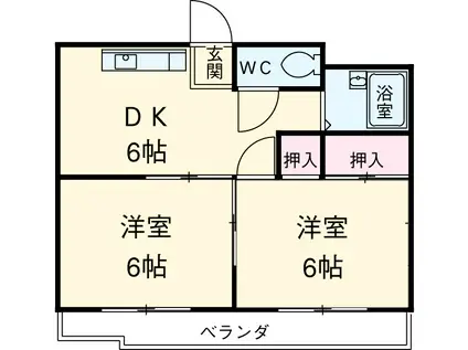 サワーハイツ中央本町(2DK/2階)の間取り写真