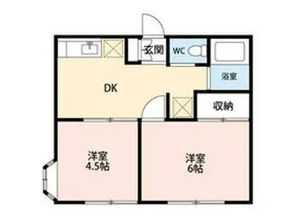 ドマーニ(2DK/1階)の間取り写真