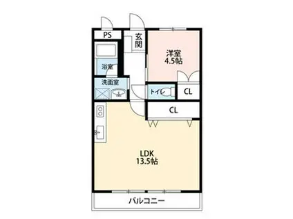 ルシエール鏡島(1LDK/4階)の間取り写真