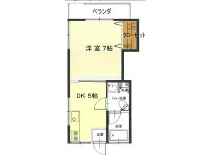 ホワイトハウス(1DK/2階)の間取り写真