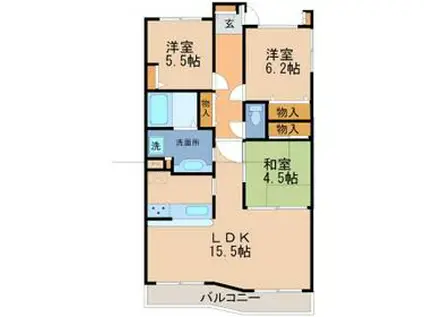 ナイスパークステイツ桜(3LDK/4階)の間取り写真