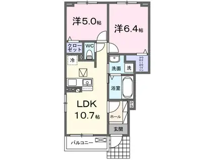 コート・ヴィレッジⅡ(2LDK/1階)の間取り写真