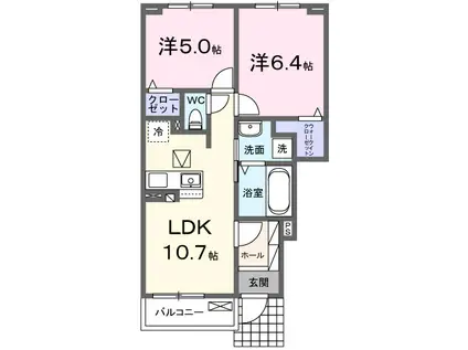 コート・ヴィレッジⅡ(2LDK/1階)の間取り写真
