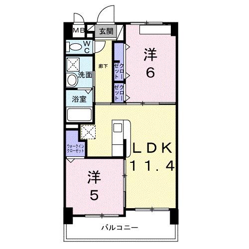 コンフォート フィールド(2LDK/7階)の間取り写真