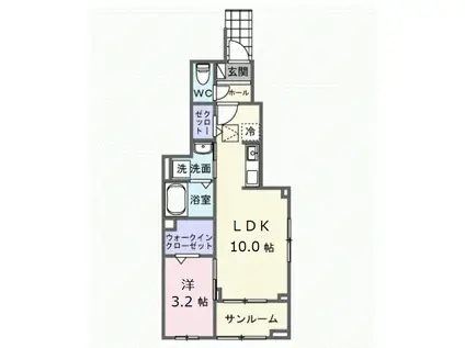 カーサ ブローテⅦ(1LDK/1階)の間取り写真