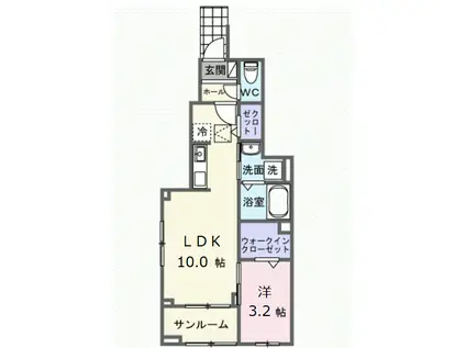 カーサ ブローテⅦ(1LDK/1階)の間取り写真
